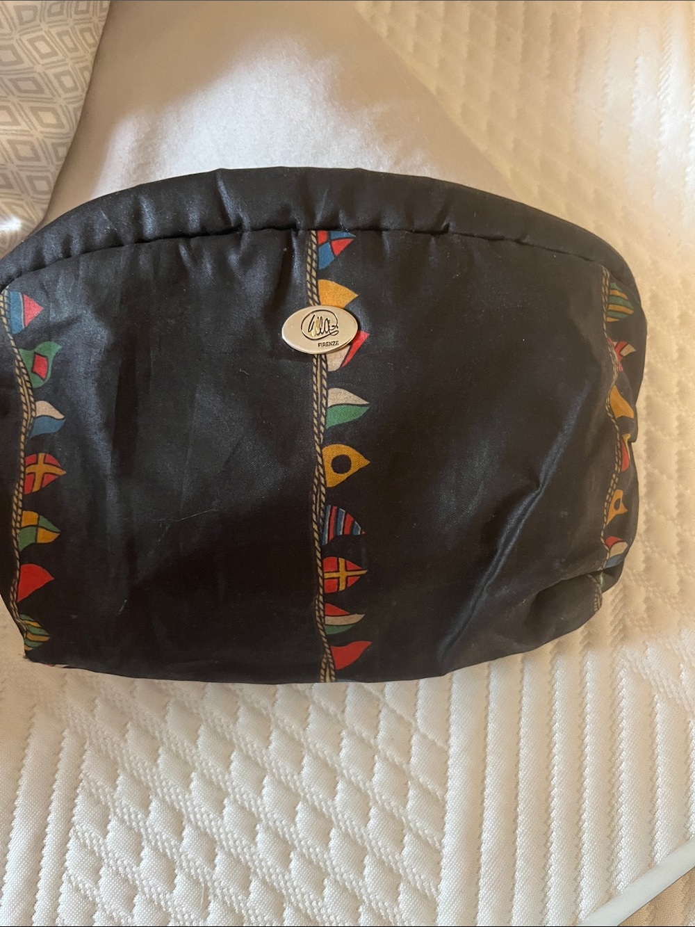 Ella Black Nautical Print small makeup bag